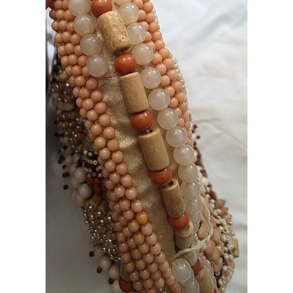 New w/ flaws Made In India Beaded Hand-Sewn Handbag Natural Boho Vacation Beach - Picture 12 of 12